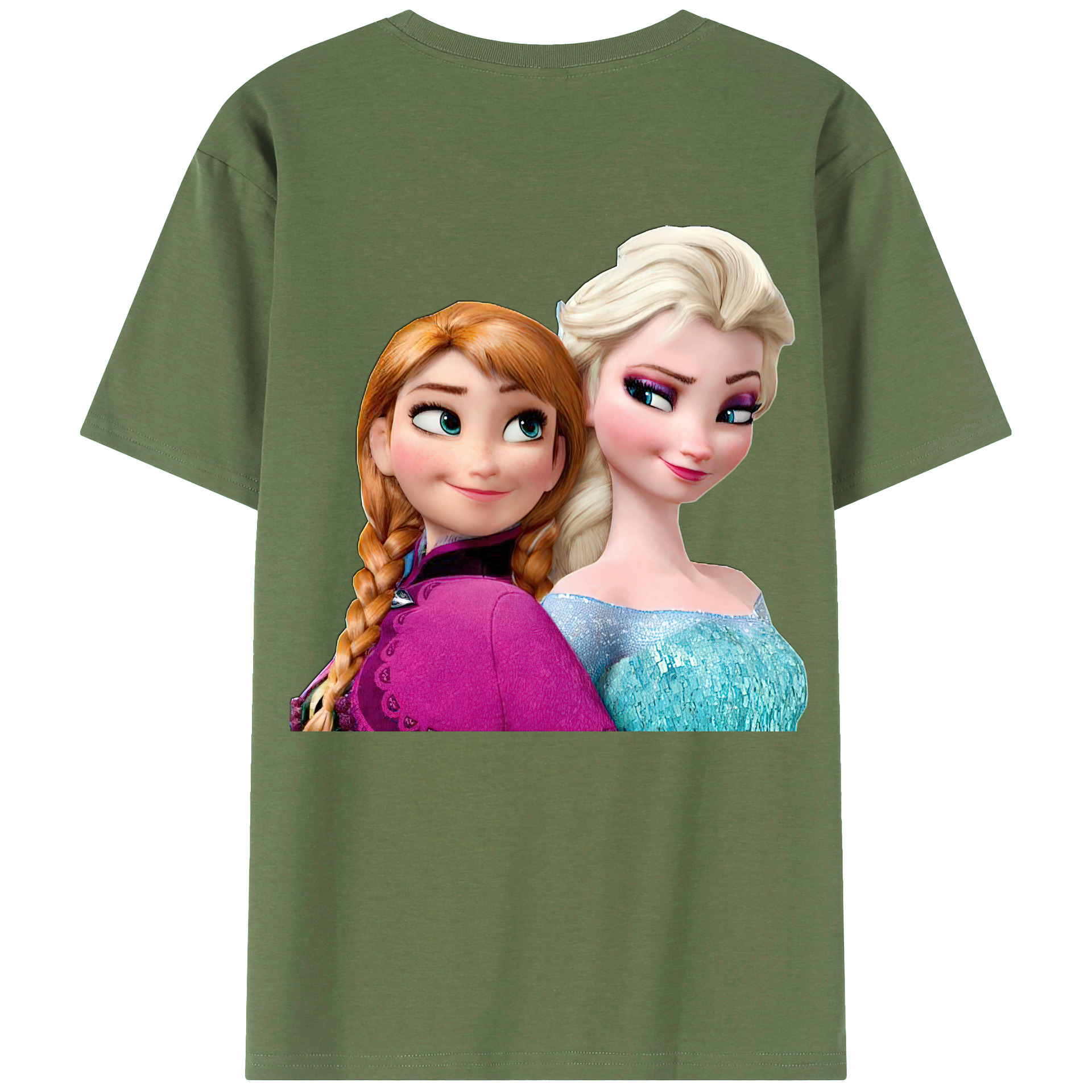 （画像用） アナと雪の女王 アンナ エルサ Frozen Anna Elsa 綿100％ メンズ半袖Tシャツ（バックプリント） 通気性